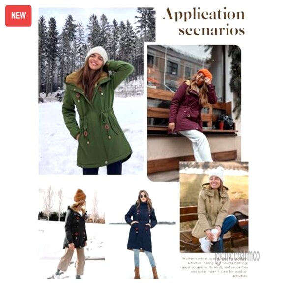 Waterproof Fleece Lined Hooded Parka Jacket Warm Winter Coat Puffer - Picture 5 of 7